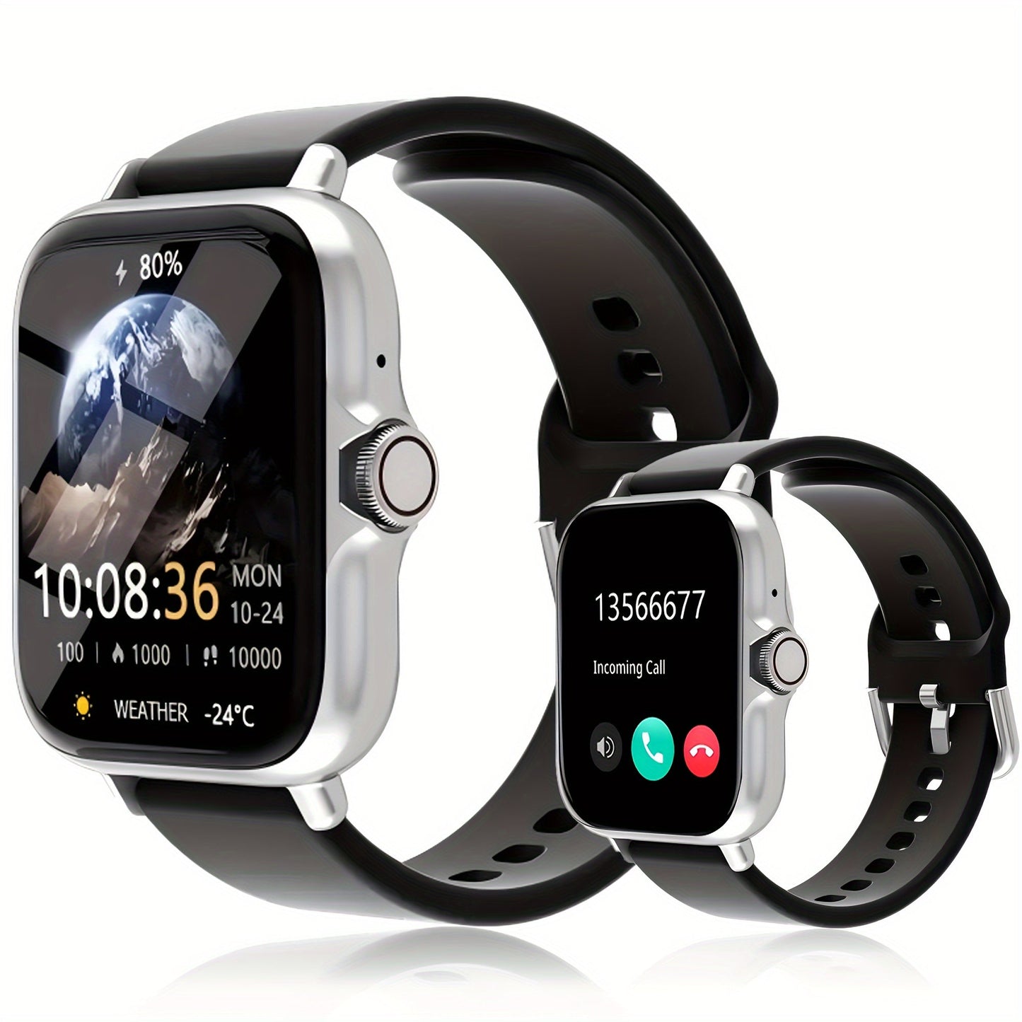 Smart Watch 1.91 Inch AMOLED HD Touchscreen Voice Calling Music Playback Voice Assistant Multiple Sports Modes Compatible with iPhone Android Fitness Tracker Black Pink Yellow Silver