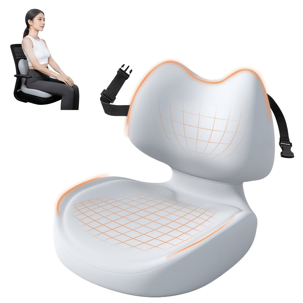 Memory Foam Seat Cushion with Ergonomic Raised Back & Hollow Breathable Design – Coccyx Tailbone Pain Relief Cushion for Office Chair, Car Seat, Wheelchair & Home, Non-Slip Buttock Cushion