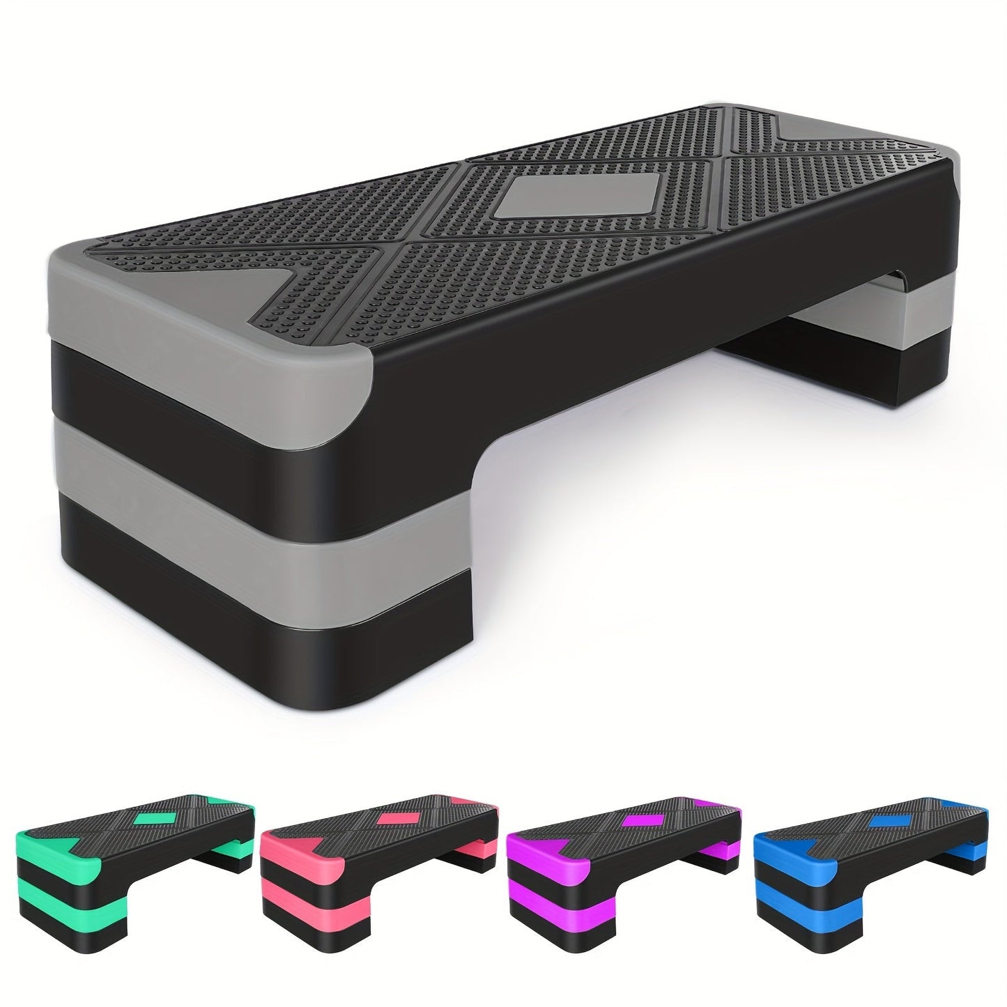 Adjustable Aerobic Step Platform – 3 Height Settings (4"/6"/8"), Non-Slip Workout Stepper for Home Gym Cardio Training, Step Aerobics Exercise Board (6 Colors)