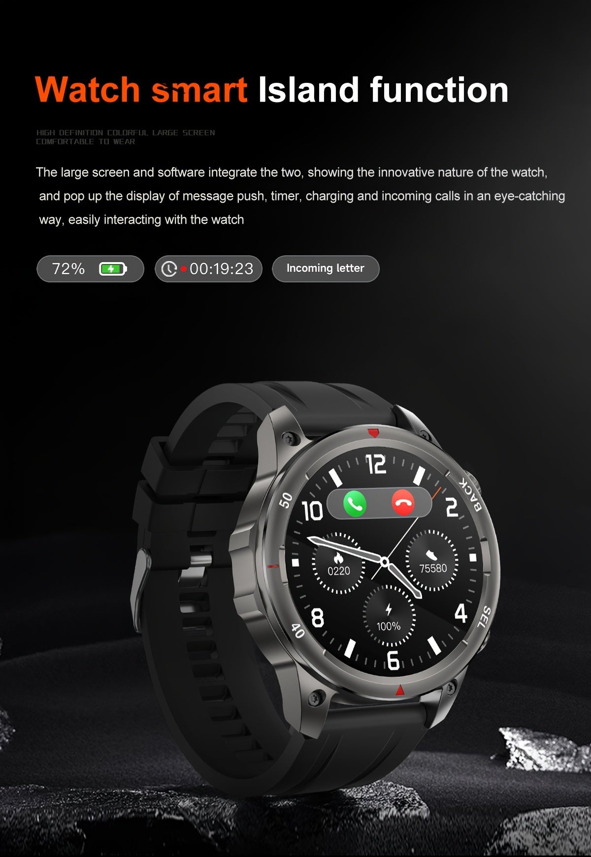 GPS Smartwatch for Men – 360×360 HD Screen, AI Voice, Wireless Calling, NFC, Compass, LED Lighting, Motion Trajectory, Outdoor Sport Fitness Tracker, Father's Day Gift