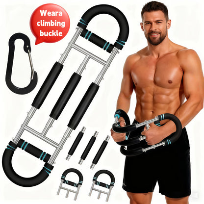 Arm Strength Trainer Chest Expander 3-Bar 3-Level Adjustable Resistance Tubes Portable Detachable Forearm Strengthener Home Gym Workout Device for Muscle Building Upper Body Training