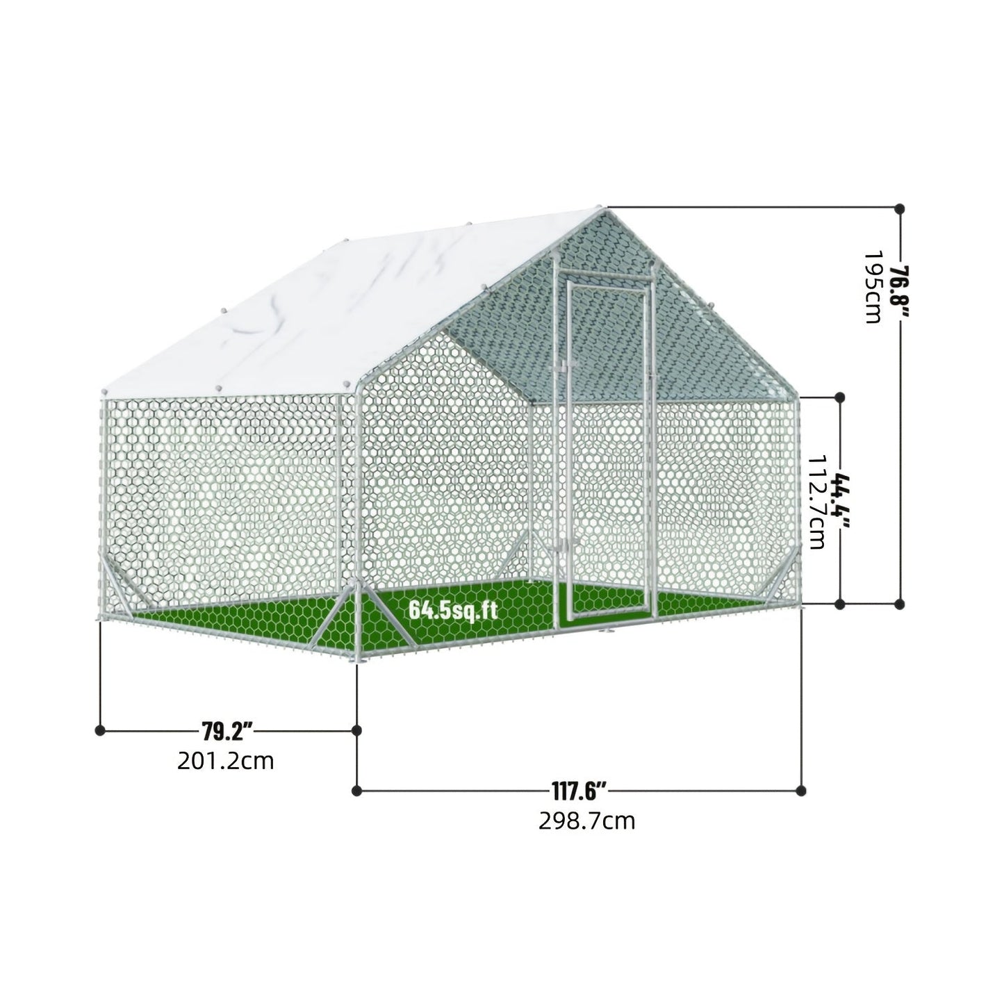 Large Walk-In Metal Chicken Coop Outdoor Hen House with Anti-UV Cover Aluminum Poultry Cage for Backyard Garden – Multiple Roof Styles