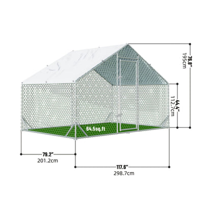 Large Walk-In Metal Chicken Coop Outdoor Hen House with Anti-UV Cover Aluminum Poultry Cage for Backyard Garden – Multiple Roof Styles