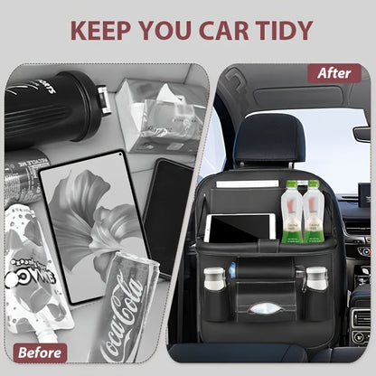 Car Rear Seat Organizer 2PCS – Premium Integrated Storage Box with Foldable Table, Footrest, Cup Holder, Tissue Box, Umbrella Holder & Laptop Base, Ultimate Car Travel Companion for Backseat Passengers
