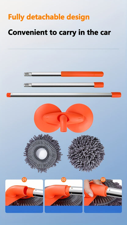 Adjustable Microfiber Car Cleaning Mop & Brush Set – Extendable Handle Wash Mop for Cars & Trucks, Soft Microfiber Brush for Scratch-Free Exterior Cleaning, Flawless Shine Every Time