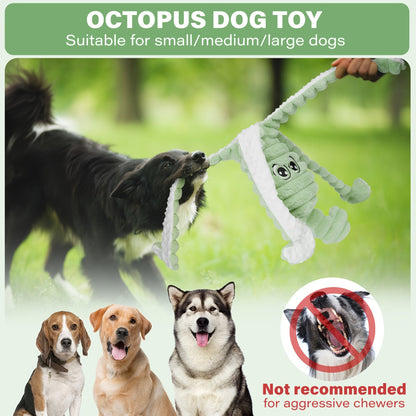 Squeaky Octopus Plush Dog Chew Toy – Interactive Stuffed Squeaker Toy for Puppies & Dogs, Soft Teeth Cleaning Chewable Animal Toy for Small Medium Large Breeds, Cute Gift, 5 Colors