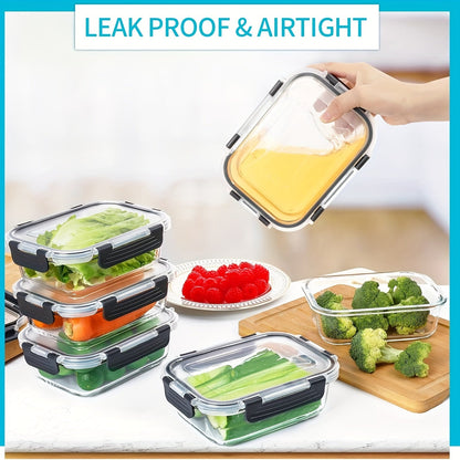 20-Pack 22oz Glass Meal Prep Containers with Airtight Lids – 10 Glass Containers & 10 Lids, Airtight Food Storage for Lunch, Pantry & Kitchen – BPA-Free Glass Lunch Bento Boxes