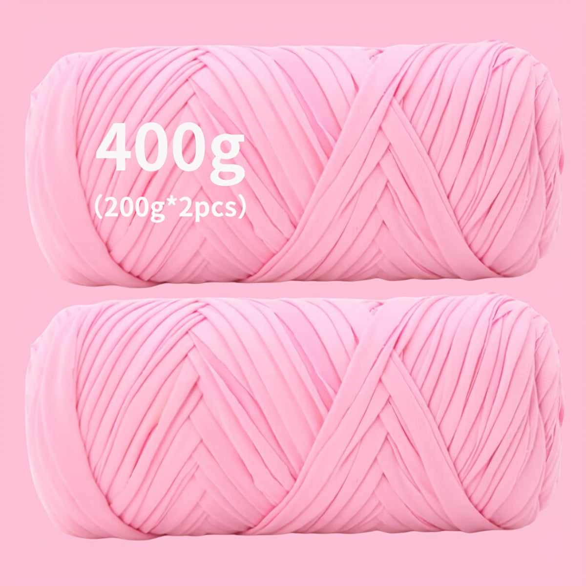 T-Shirt Fabric Yarn 400g (2 x 200g) Chunky Cotton Blend in 49 Colors – Soft Thick Yarn for Crochet Baskets, Bags, Rugs, Macrame & Knitting Projects – Beginner-Friendly Craft Yarn