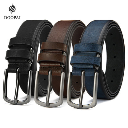 3Pcs Men's Leather Belt Set with Gift Box 1.25 Inch Adjustable Trim to Fit Dress Casual Jeans Classic Belt for Men Christmas Thanksgiving Gift