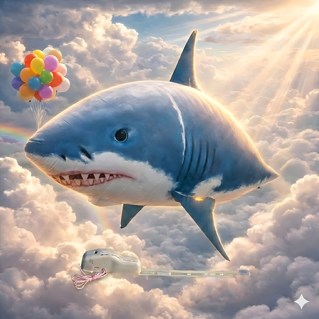 RC Flying Shark Inflatable Balloon Toy Remote Control Gliding Fish Hovers Mid-Air 57 Inch Indoor Outdoor Kids Teens Birthday Christmas Halloween Gift Blue Shark Orange Clownfish