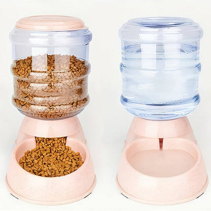 Automatic Gravity Dog Feeder and Water Dispenser 1 Gallon 3.8L - No Batteries Required, Durable PP Material, Suitable for Cats and Dogs Small Medium Pets, Hands-Free Gravity Feeding Station, Perfect Gift