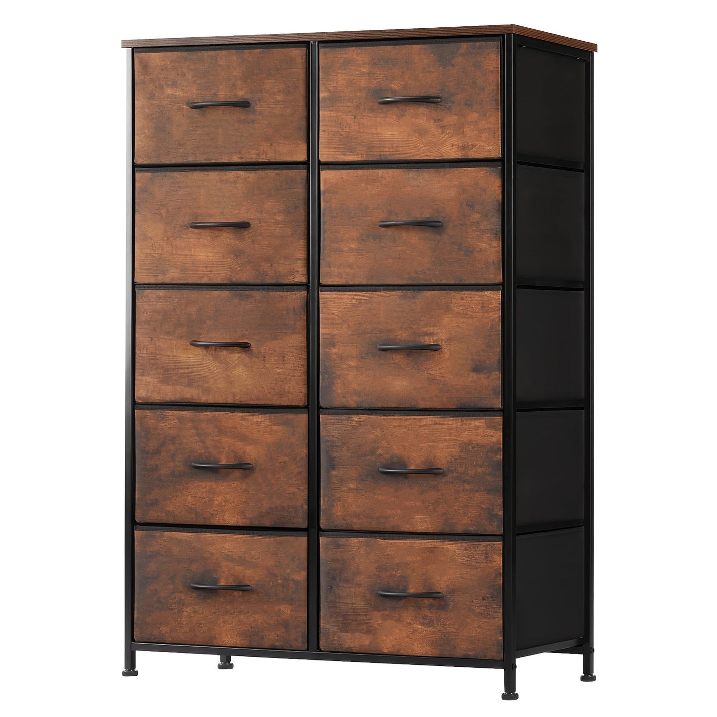 Drawer Cabinet with Metal Frame & Hardwood Top – Home Office Storage Organizer, 2 to 10 Drawers, Assembly Required – White, Grey, Black, Rustic Brown – Bedroom, Living Room & Office Filing Cabinet