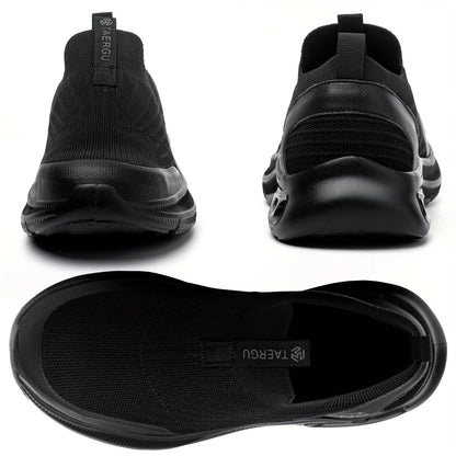 Steel Toe Work Shoes for Men Slip-On Lightweight Safety Sneakers Puncture-Resistant Non-Slip for Construction Warehouse Restaurant Black Grey Blue US 5.5-14