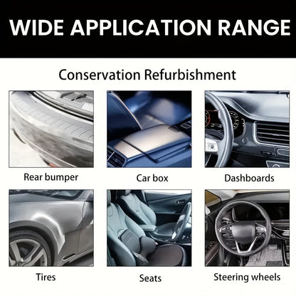Car Plastic Polish & Tire Coating 400g with Sponge – All-in-One Restorer for Dashboard, Seats & Bumpers, Long-Lasting PVC Formula, Streak-Free Shine, Easy Auto Detailing Application