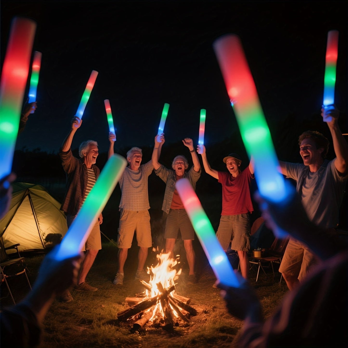LED Foam Light Sticks Bulk Pack 28 48 or 100 Pieces – 3-Mode Color Changing Flashing Glow Sticks for Parties Weddings Concerts Birthdays Halloween Christmas Camping and Cheering Events