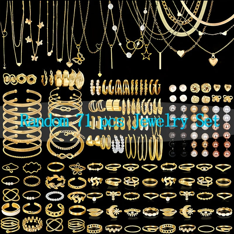 Boho Jewelry Set for Women 37-87 Pcs – Heart Twist Butterfly Earrings, Necklaces, Rings & Bangles, Minimalist Bohemian Style, Multi-Element Combo for Daily Holiday Vacation Wear
