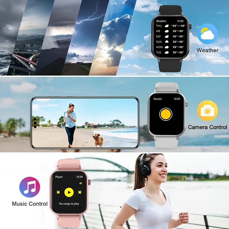 Smart Watch for Men and Women IP68 Waterproof 1.83 Inch Full Touch Screen – Wireless Calls & Messages, Pedometer, Fitness Tracker, Compatible with iPhone and Android, 6 Color Options