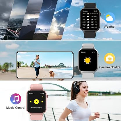 Smart Watch for Men and Women IP68 Waterproof 1.83 Inch Full Touch Screen – Wireless Calls & Messages, Pedometer, Fitness Tracker, Compatible with iPhone and Android, 6 Color Options
