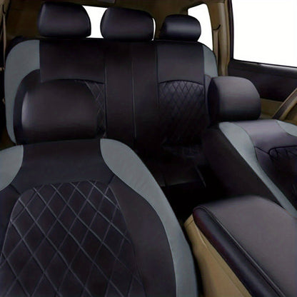 PU Leather Car Seat Covers Universal Fit Waterproof Quilted All-Season with Sponge Padding for Cars SUVs Trucks Gray Black Red Blue Single or 12-Piece Set
