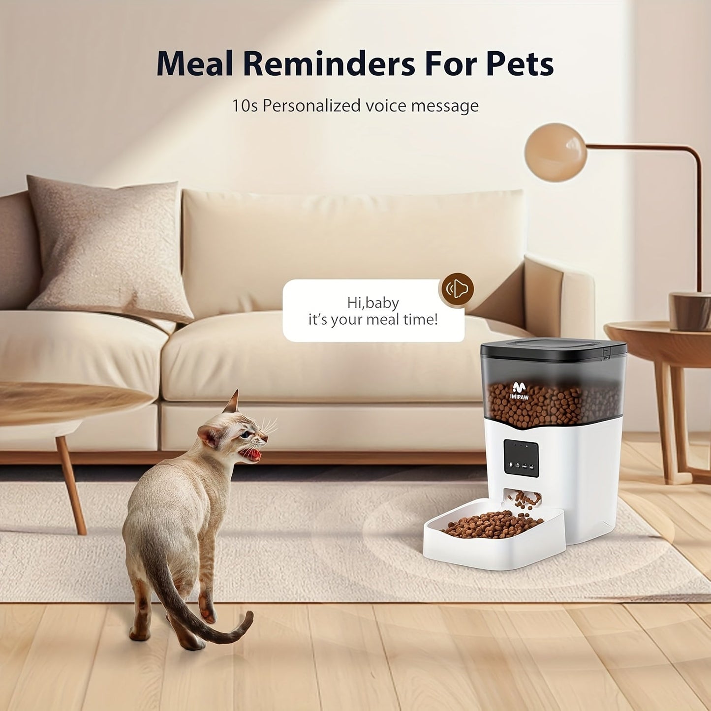 Smart WiFi Cat Feeder 3L Automatic Pet Food Dispenser with App Control – Up to 10 Meals Per Day, Camera & Voice Assistant Compatible, USB-Powered, Remote Monitoring for Cats & Dogs