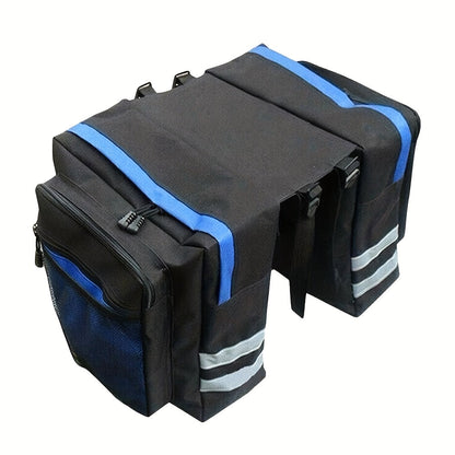 13.21 Gallon Bike Bag Set – Bicycle Cargo Rack Bag, Saddle Bag & Shoulder Bag 3-in-1 Professional Cycling Accessories for Commuting, Touring & Outdoor Riding, Red Black Blue