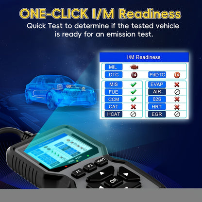 OBD2 Scanner Diagnostic Tool Universal Check Engine Code Reader with Reset Function Mode 6 & 8 I/M Readiness Test – Compatible with All 1996+ OBDII Cars Trucks SUVs – Grey