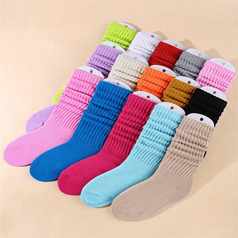 Women's Crew Socks 14 Pairs – Soft Thick Loose Socks Mixed Solid Colors, All-Season Comfortable Sports Leisure Socks, Machine Washable, Christmas Halloween Gift Set
