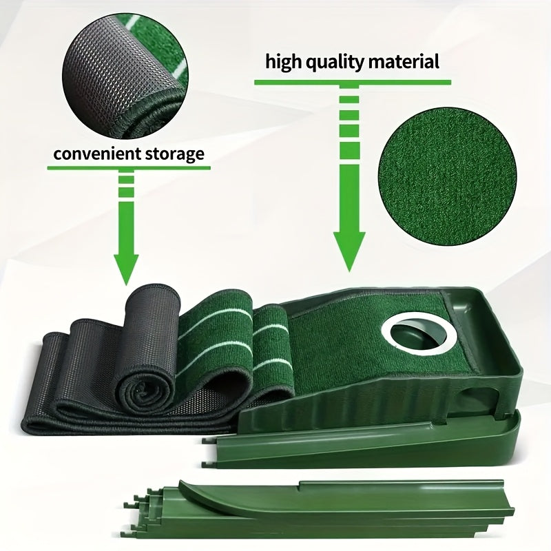 Golf Putting Mat with Automatic Ball Return System – Professional 3/5/7ft Putting Green for Indoor & Outdoor Practice, Green Turf Surface, Ball Collector, Golf Training Aid & Accessories for All Skill Levels