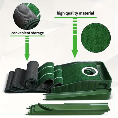 Golf Putting Mat with Automatic Ball Return System – Professional 3/5/7ft Putting Green for Indoor & Outdoor Practice, Green Turf Surface, Ball Collector, Golf Training Aid & Accessories for All Skill Levels