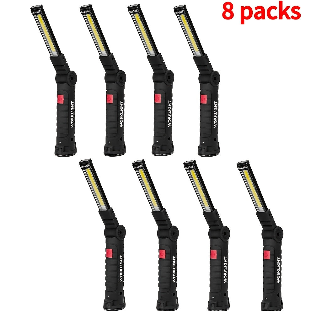 COB LED Rechargeable Work Lights – Portable Hanging Work Lamp with Built-In Battery for Camping, Yard, Party & Vehicle Maintenance, 2/4/6/8/10 Pack Options, Black & Khaki
