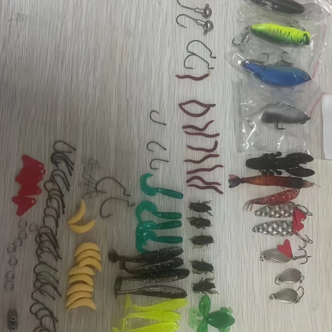 133 Piece Fishing Tackle Kit with Spinner Baits, Wobblers, Lead Jigs, Sinkers, Hooks & Tackle Box – Complete Freshwater Beginner Fishing Set for Bass, Trout & Panfish