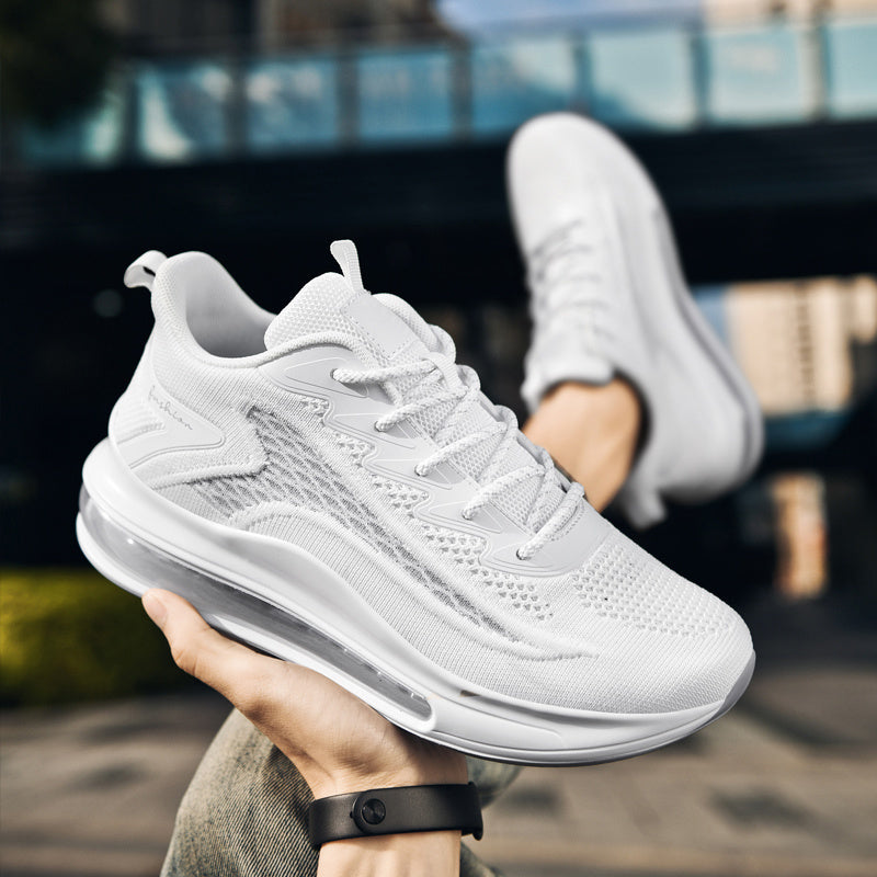 Men's Air Cushion Running Sneakers Lightweight Lace-Up Anti-Slip Shock-Absorbing Breathable Athletic Shoes for Walking Fitness Tennis Travel Sizes US 6.5-13.5 Black Blue White Yellow Red