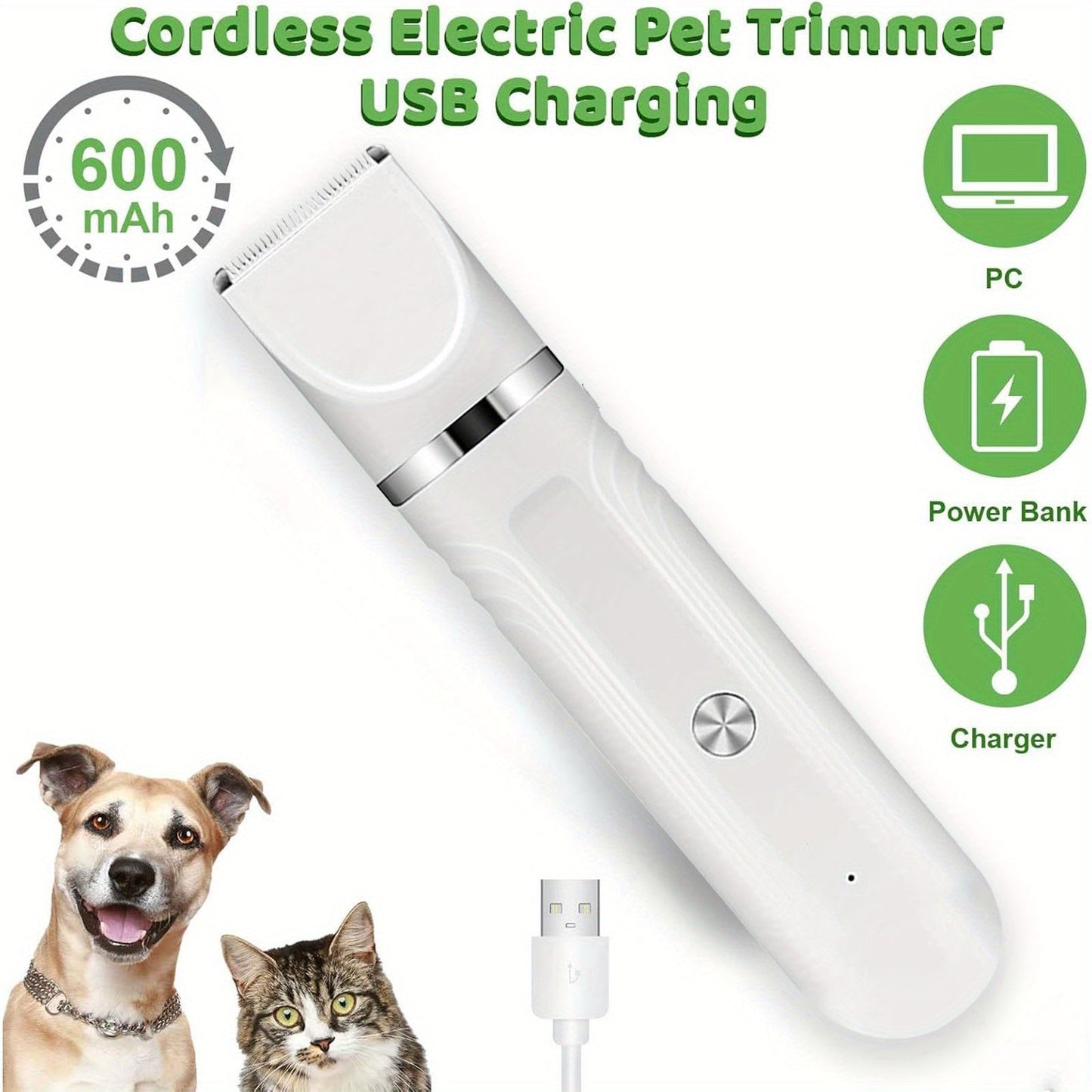 6-in-1 Rechargeable Pet Grooming Kit for Dogs & Cats – Cordless Hair Clipper, Steel Scissors, Comb & Shaver Set for Thick Coats, USB Charging