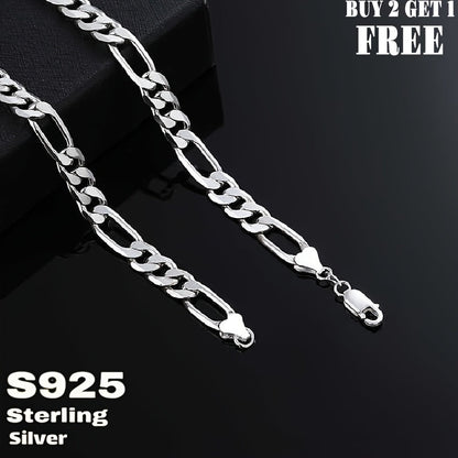 925 Sterling Silver Figaro Chain Necklace for Men & Women – 8mm Wide Bold Retro Minimalist Unisex Chain, 6.25g, Available in 20in & 24in Lengths, Gift Box Included, Birthday Anniversary Father's Day Jewelry Gift