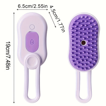 3-in-1 Self-Cleaning Pet Grooming Brush with Steam Spray & Shedding Control for Cats & Dogs USB Rechargeable Silicone Rubber Bristles – 2026 New Model