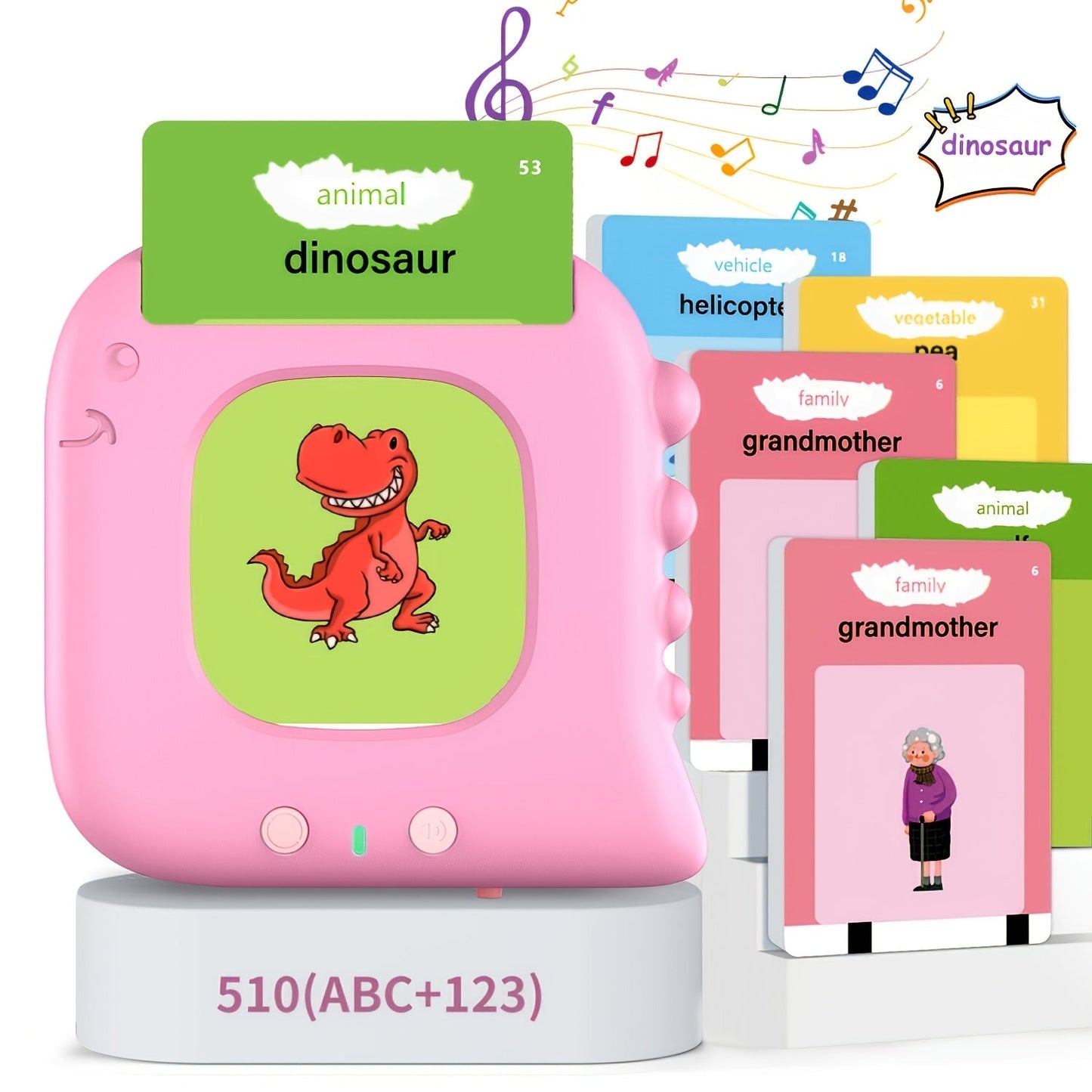 Talking Flash Cards for Preschoolers Ages 3-6 – 224 to 510 Words Language Learning Device, Speech Therapy Sensory Educational Toy for Autism, Boys & Girls, Blue Green Pink