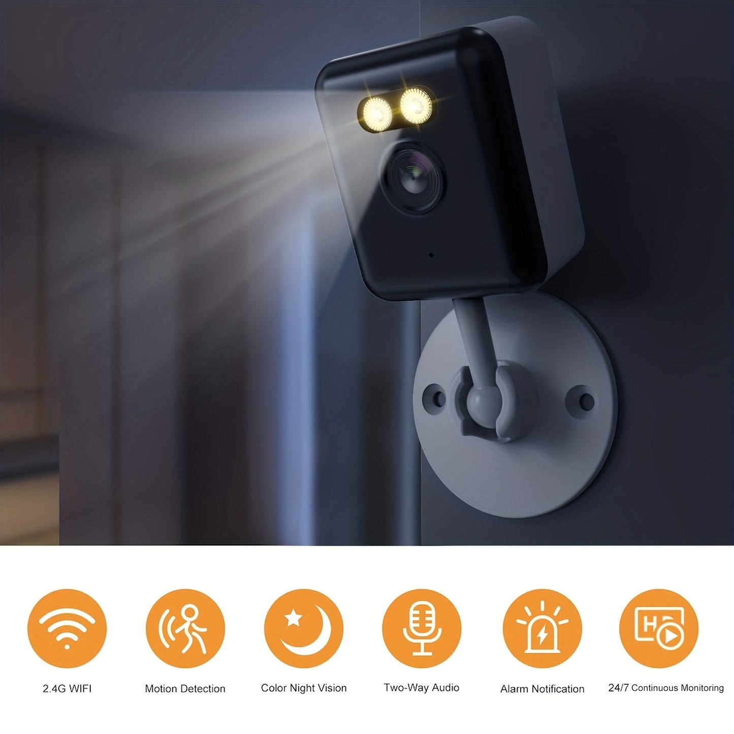2 Pack WiFi Indoor Security Camera 3MP HD AI Humanoid Detection Full Color Night Vision Two-Way Audio Smart Motion Detection Alexa Compatible App Control Home Surveillance Camera