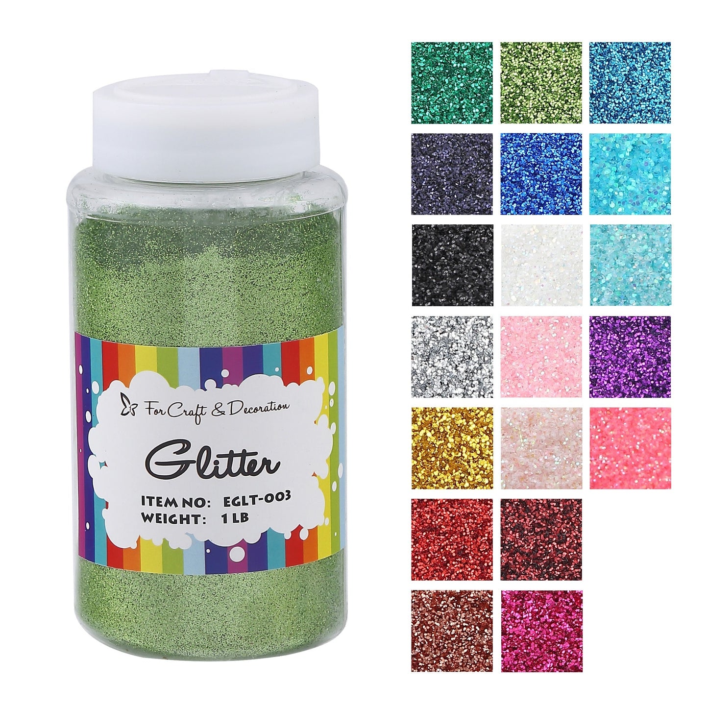 1lb Craft Glitter Powder in 19 Colors – Fine, Ultra Fine & Chunky Glitter with Shaker Top for Tumblers, Resin, Scrapbooking & DIY Crafts, Bulk Glitter for Kids & Adults