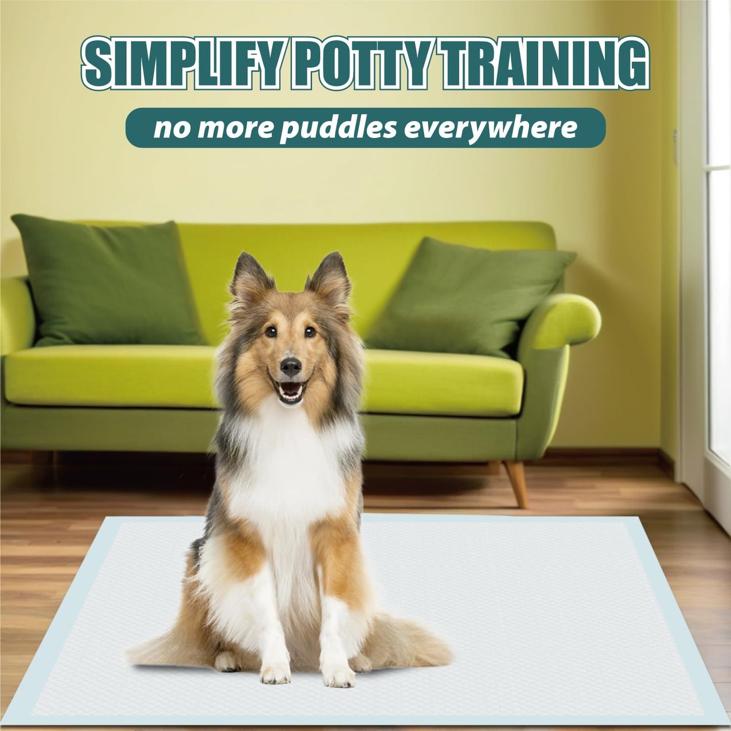 Heavy-Duty Dog Pee Pads 24"x24" – 6-Layer Extra Thick Leak-Proof & Odor-Locking Puppy Training Pads, 50/100/200/300/400 Count, for Puppies, Dogs, Cats & Rabbits