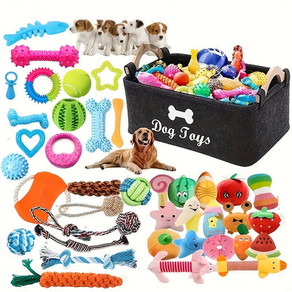 Interactive Dog Toy Set 6 & 12 Pcs – Squeaky Knot Fabric Chew Toys with Cartoon Patterns for All Breed Sizes, Teeth Cleaning & Training Play Set with Squeakers, Knot Toys & Balls, No Battery Needed