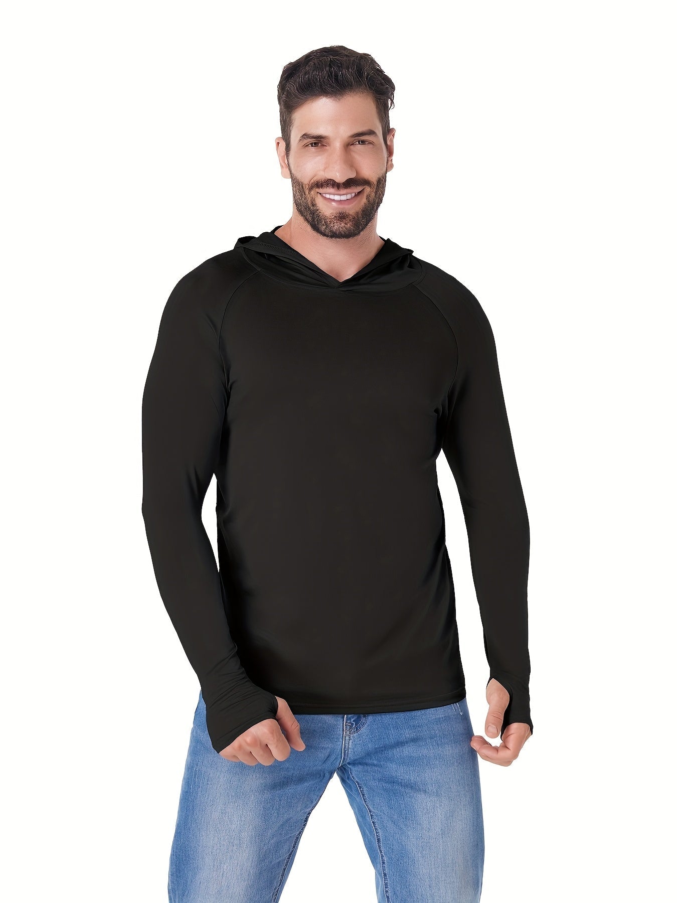 5 Pack Men's Long Sleeve Fishing Shirts with Hood – Lightweight Athletic Rash Guards, UPF Sun Protection Hoodies for Fishing, Hiking & Outdoor Sports, Sizes S-XXL, 3 Color Sets