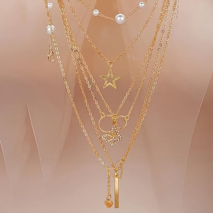86pcs Faux Pearl Jewelry Set for Women – Necklace Bracelet Rings Earrings with Love Butterfly Star Moon Charms, Boho Fashion Accessories for Party Holiday Dating Daily Wear Gift