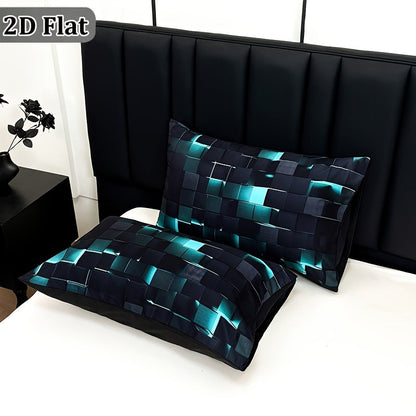 Red & Blue Plaid Duvet Cover Set – 3-Piece Digital Print Bedding, All-Season Quilt Cover with Pillowcases, Twin Full Queen King, Machine Washable, No Filling Included