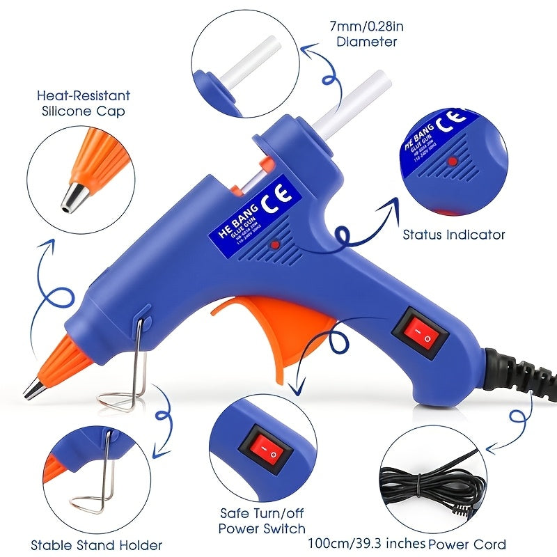 Mini Hot Glue Gun 20W with 30 Glue Sticks, Fast-Heating Electric Glue Gun Kit for DIY Crafts, School Projects, Home Repairs, Floral Arrangements & Scrapbooking – Beginner-Friendly Craft Tool