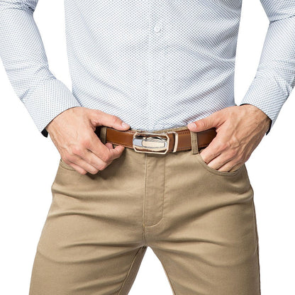 2-Pack Men's Ratchet Leather Belt Set – Sliding Adjustable Buckle, 1-3/8" Width, Sizes 26"-54", 3 Color Combos, Dress & Fashion Belt, Perfect Christmas & Father's Day Gift