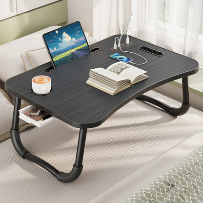 Lap Desk Bed Tray for Laptop & Eating – Large Breakfast Tray with Cup Holder & Drawer for Sofa Couch Floor Sitting, Study Reading Writing Portable Lap Table