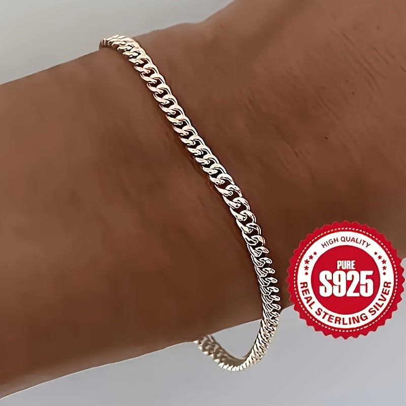 925 Sterling Silver Cuban Chain Bracelet Set of 5 – Handcrafted Stackable Boho Bracelets for Women & Men, Vintage Bohemian Style, Perfect Gift for Christmas, Birthday & Valentine's Day