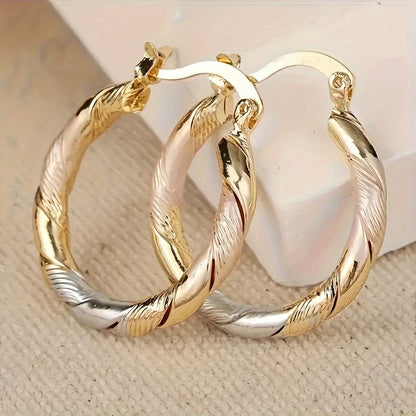 14K Gold Plated Earrings Set 4 Pairs for Women – Hoop Stud and Pendant Mix Durable Circle Earrings for Daily Wear Parties Year-Round Versatile Jewelry Gift