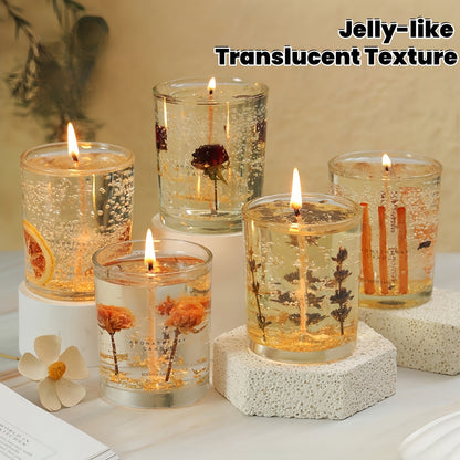 BlingFun Gel Candle Making Kit – 400g Clear Jelly Wax 4 Colors, 20pcs Pre-Tabbed Wicks, 20pcs Stickers, 5pcs Wick Holders, DIY Scented Candle Supplies for Beginners Home Decor Craft Gift