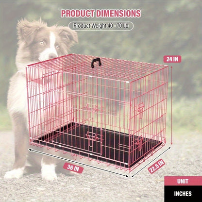 Foldable Metal Wire Dog Crate for Small Dogs & Rabbits – Adjustable Divider Panel, Leak-Proof Plastic Pan, Indoor Outdoor Pet Kennel for Chihuahuas Toy Breeds Small Animals, Multiple Sizes